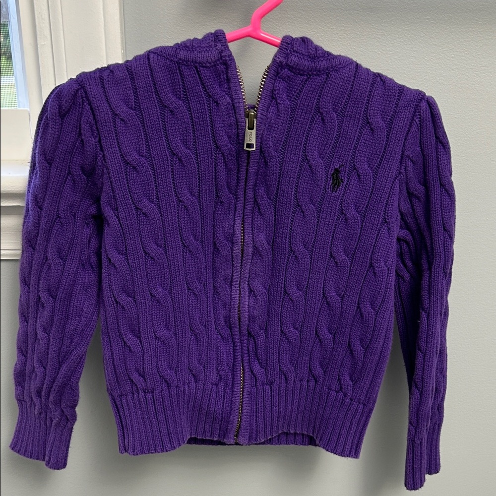 Ralph Lauren Kids Cable Knit Jacket in Purple